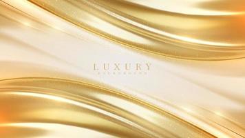 Luxury background with realistic 3d gold metallic liquid elements with glitter light effect and bokeh. Vector illustration.