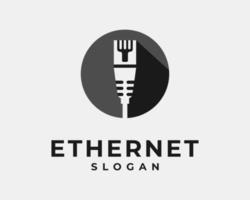 Ethernet Cable Wire Port Socket Connector Network Computer Circle Round Vector Logo Design