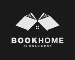 Book Library Bookstore Paperback Journal Home House Window Roof Building Vector Logo Design