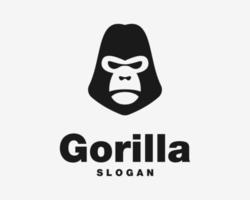 Gorilla Monkey Primate Ape Animal Head Silverback Silhouette Portrait Mascot Vector Logo Design
