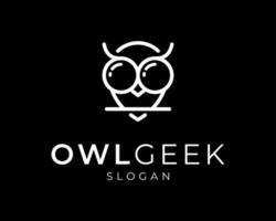 Owl Bird Portrait Owlet Nocturnal Smart Geek Nerd Glasses Line Art Simple Mascot Vector Logo Design