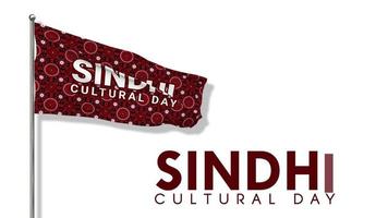 Sindhi Cultural Day Flag with Traditional Ajrak Pattern Waving in The Wind 3D Rendering, Happy Ajrak Day, Chroma key Green Screen, Luma Matte Selection of Flag video