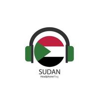 Vector de bandera de auriculares de Sudán sobre fondo blanco.