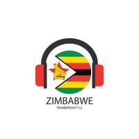 Zimbabwe headphone flag vector on white background.