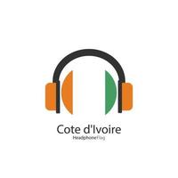 Cote d'Ivoire headphone flag vector on white background.