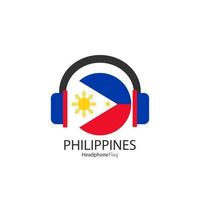 Philippines headphone flag vector on white background.