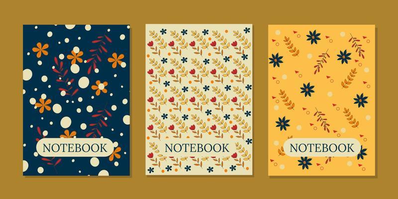 hand drawn floral pattern book covers set. Cool abstract and floral design. For notebooks, planners, brochures, books, catalogs