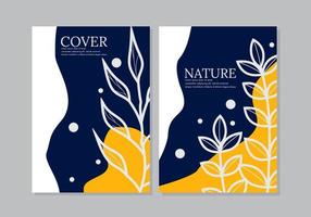 Abstract Cover page Templates Background modern. Universal abstract cute floral design in blue yellow colors. for notebooks, planners, brochures, book vector