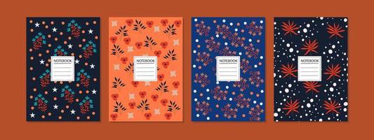 hand drawn floral pattern book covers set. Cool abstract and floral design. For notebooks, planners, brochures, books, catalogs vector