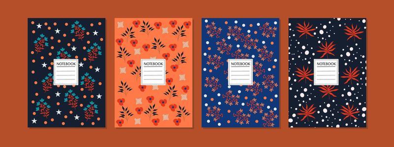 hand drawn floral pattern book covers set. Cool abstract and floral design. For notebooks, planners, brochures, books, catalogs