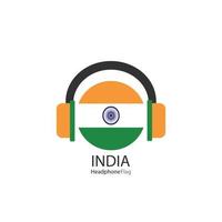 vector de bandera de auriculares de india sobre fondo blanco.