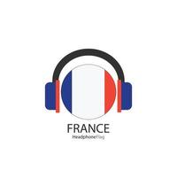 Vector de bandera de auriculares de Francia sobre fondo blanco.