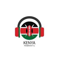 Vector de bandera de auriculares de Kenia sobre fondo blanco.