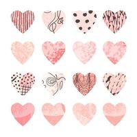 Vector colorful set with hearts shape. Hand drawn trendy illustration. Design elements for Valentine day. Use it for design greeting card, banner, Social Media post, invitation, graphic design