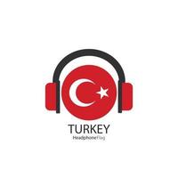 Turkey headphone flag vector on white background.