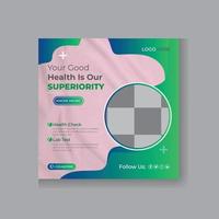 Healthcare medical social media post design template vector