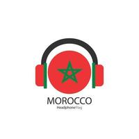 Vector de bandera de auriculares de Marruecos sobre fondo blanco.