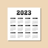 plantilla de vector de calendario negro degradado 2023