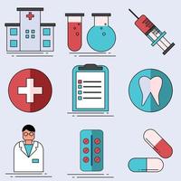 Hospital icon set with outline vector