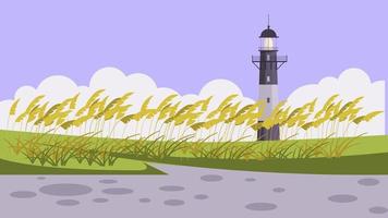 Lighthouse in the field vector