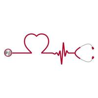ilustración de un estetoscopio rojo con un corazón vector