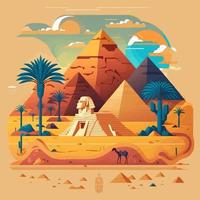 Flat design of pyramid Giza in Egypt illustration vector landmark tourism