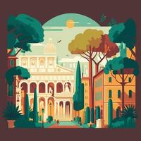 visita viaje roma italia destino, diseño plano concepto vector ilustración