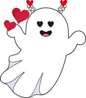 Valentine Retro Ghost with Heart vector