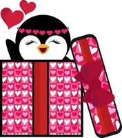 imágenes prediseñadas de pingüino lindo del día de san valentín vector