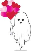 Valentine Retro Ghost with Heart vector