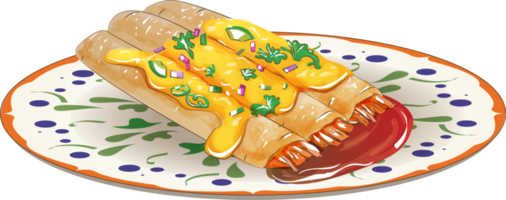 mexique logo alimentaire dessiné à la main et illustration png graphique de la nourriture traditionnelle avec le drapeau mexicain