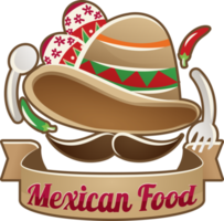 icono de comida de méxico y logotipo para ilustración de png gráfica de comida tradicional con bandera mexicana