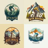 conjunto de logotipo de bicicleta de montaña colección bicicleta cuesta abajo insignia de etiqueta de logotipo vintage vector