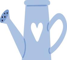 Watering can blue with a heart for watering plants. vector