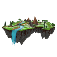 paisaje 3d con cascada en estilo de dibujos animados