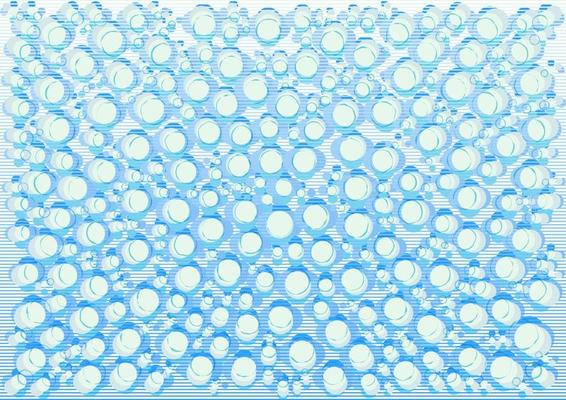 Abstract background, polka dots in blue tones, vector illustration.