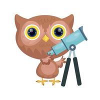 Illustration design with telescope Owl. space design theme vector