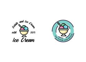 helado con diseño de logotipo de cono de oblea vector