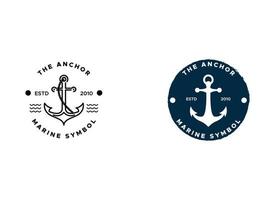 marine retro emblems logo with anchor, anchor logo vector