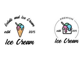 Ice cream with wafer cone logo design vector