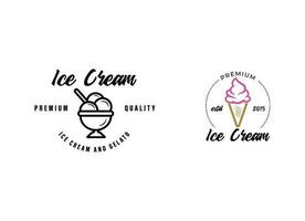 Ice cream with wafer cone logo design vector