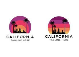 diseño del logo de la playa de california en estilo retro vector