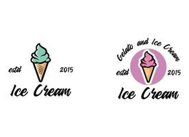 Ice cream with wafer cone logo design vector