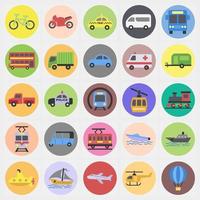 Icon set of transportations. Transportation elements. Icons in color mate style. Good for prints, posters, logo, sign, advertisement, etc. vector