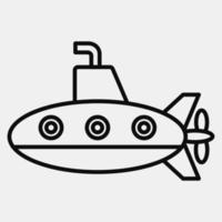 submarino icono. elementos de transporte. iconos en estilo de línea. bueno para impresiones, carteles, logotipos, letreros, anuncios, etc. vector