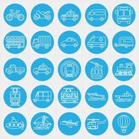 Icon set of transportations. Transportation elements. Icons in blue style. Good for prints, posters, logo, sign, advertisement, etc. vector