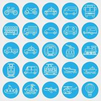 conjunto de iconos de transportes. elementos de transporte. iconos en estilo azul. bueno para impresiones, carteles, logotipos, letreros, anuncios, etc. vector