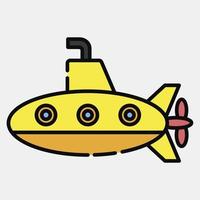 Icon submarine. Transportation elements. Icons in filled line style. Good for prints, posters, logo, sign, advertisement, etc. vector