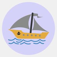 Icon sail ship. Transportation elements. Icons in color mate style. Good for prints, posters, logo, sign, advertisement, etc. vector
