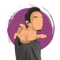 cartoon illustration of man stylizing with his hands vector